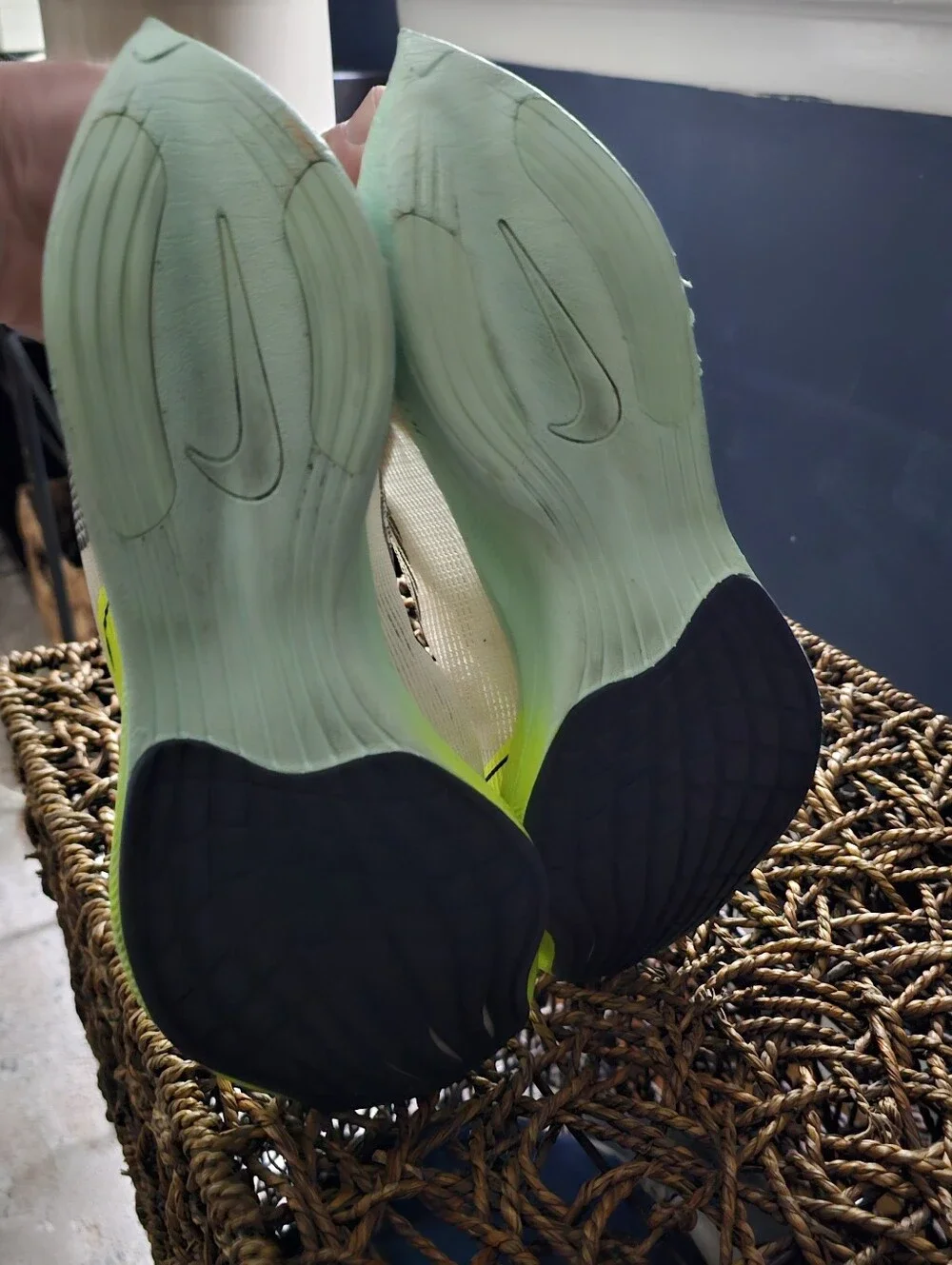 Nike White and Neon Green Racing Flats Mens 11